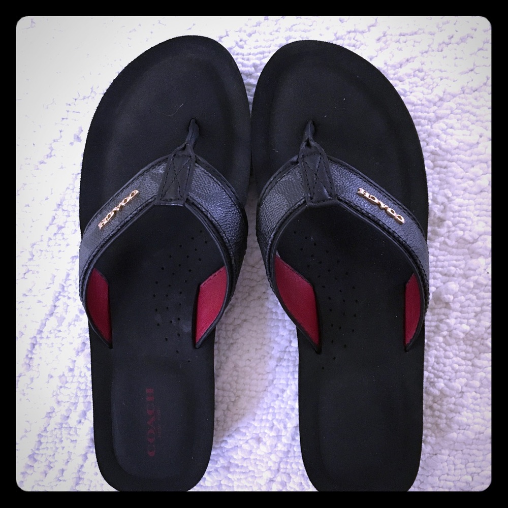 Black Coach Judy flip flops size 8.5